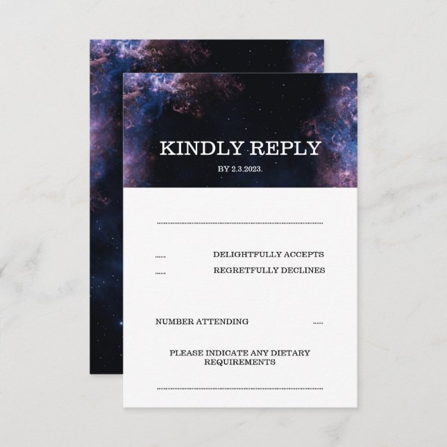 Dark Elegant Space Galaxy Celestial Theme RSVP car (Front/Back)