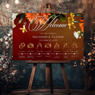 Dark Elegant Summer Sunset Floral Order of Events Foam Board