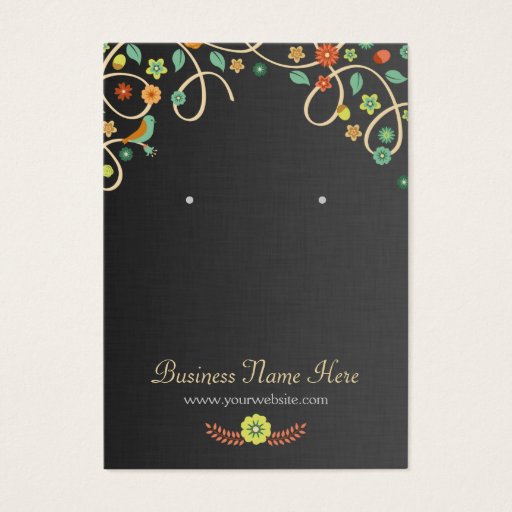 Customizable Dark Elegant Swirl Floral Earring Cards Business Cards