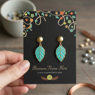 Dark Elegant Swirl Floral Earring Cards