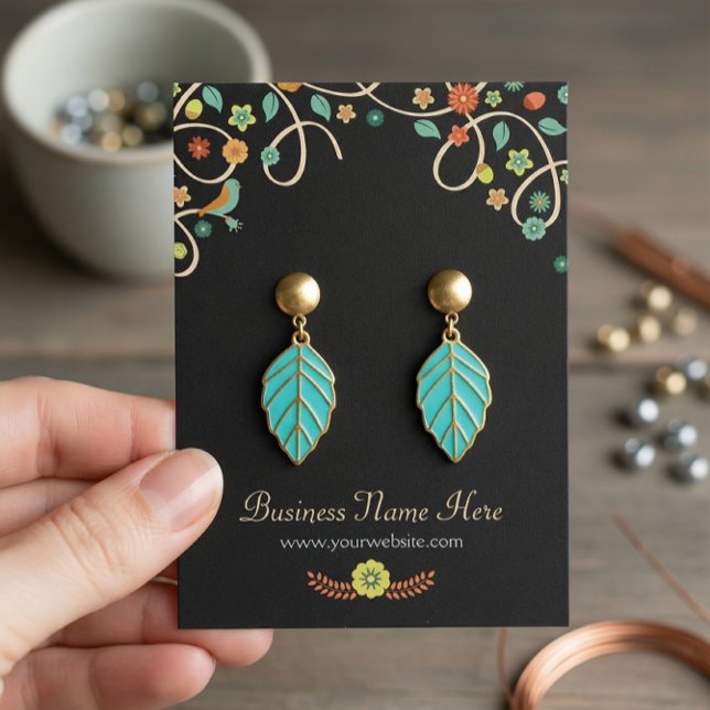 Dark Elegant Swirl Floral Earring Cards (Creator Uploaded)