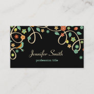 Dark Elegant Swirl Floral Tree And Bird Business Card at Zazzle