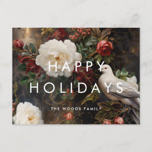 Dark Elegant Vintage Minimalist Happy Holidays Holiday Postcard
