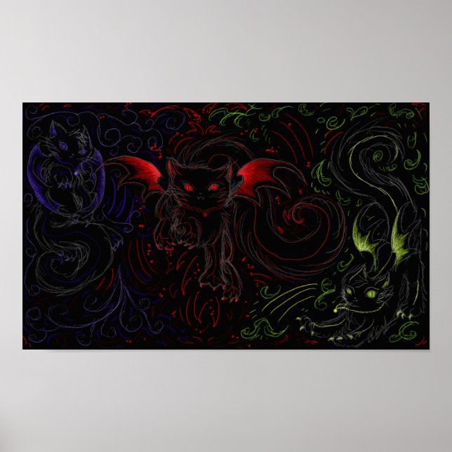 Dark Elemental Cats Poster (Front)