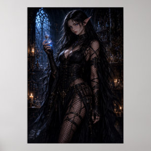 Dark Elf Alchemist: The Glowing Dark Potion Poster