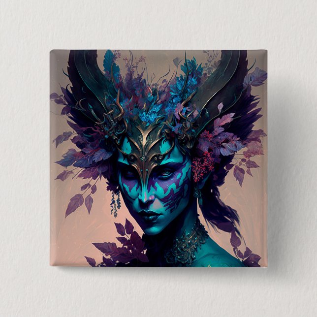 Dark Elf Fantasy Art Button (Front)