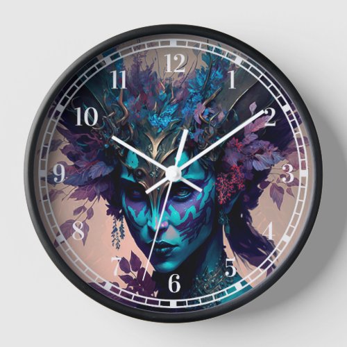 Dark Elf Fantasy Art Clock