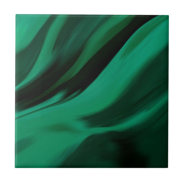 Dark Emerald Green Abstract Ceramic Tile (Front)