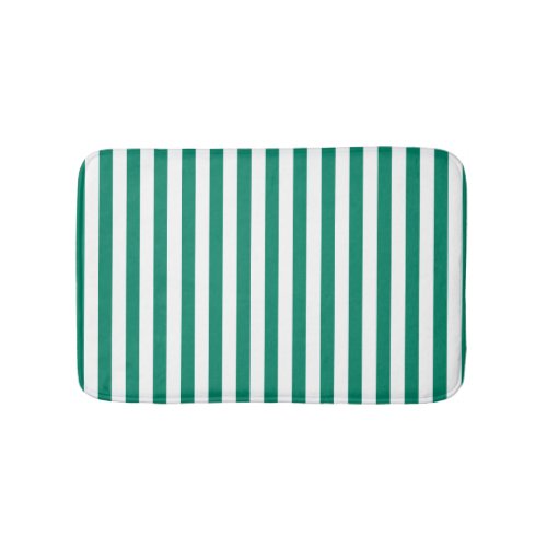 Dark Emerald Green Blue Color Stripes Summer   Bath Mat