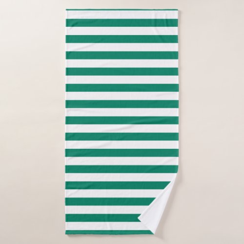 Dark Emerald Green Blue Color Stripes Summer   Bath Towel