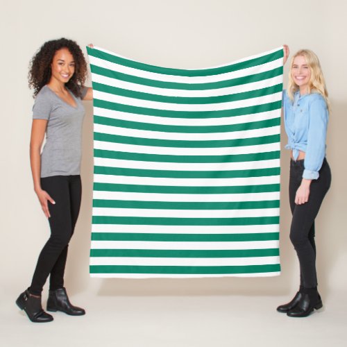 Dark Emerald Green Blue Color Stripes Summer  Fleece Blanket