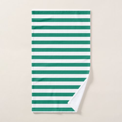 Dark Emerald Green Blue Color Stripes Summer   Hand Towel