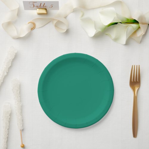 Dark Emerald Green Blue Solid Color Design  Paper Plates