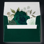 Dark Emerald Green Boho Roses Elegant Wedding Envelope<br><div class="desc">These beautiful envelopes are the perfect compliment to your wedding invitations. They feature a marbled emerald green colored background with a pre printed return address and hand painted watercolor roses in shades of emerald and sage.</div>