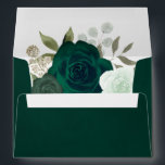 Dark Emerald Green Boho Roses Elegant Wedding Envelope<br><div class="desc">These beautiful envelopes are the perfect compliment to your wedding invitations. They feature a marbled emerald green colored background with a pre printed return address and hand painted watercolor roses in shades of emerald and sage.</div>