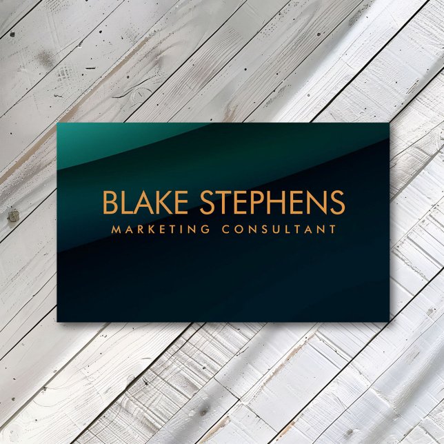 Dark Emerald Green Corporate Gradient Minimalist Business Card (Creator Uploaded)