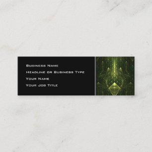 Dark Emerald Green Faces. Fractal Art. Mini Business Card