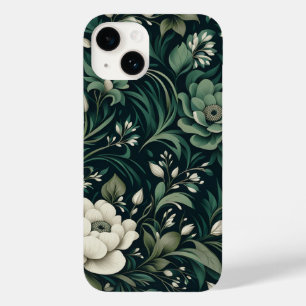 Dark Emerald Green Floral Case-Mate iPhone 14 Case