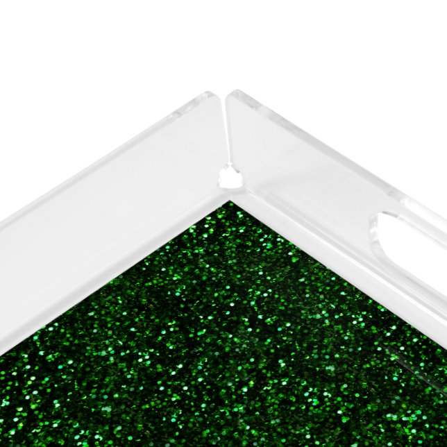Dark Emerald Green Glitter Acrylic Tray (Corner)