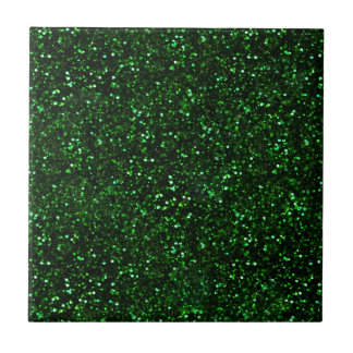 Dark Emerald Green Glitter Ceramic Tile