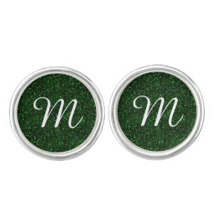 Dark Emerald Green Glitter Cufflinks