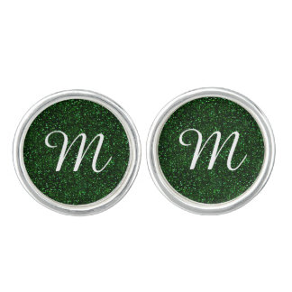 Dark Emerald Green Glitter Cufflinks