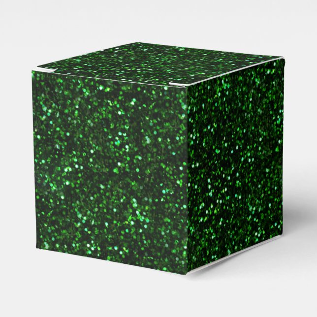 Dark Emerald Green Glitter Favor Boxes (Front Side)