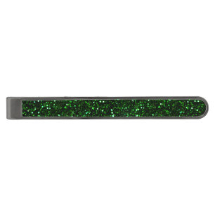 Dark Emerald Green Glitter Gunmetal Finish Tie Clip