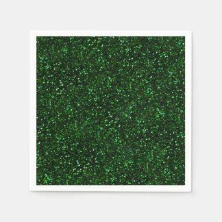 Dark Emerald Green Glitter Paper Napkins