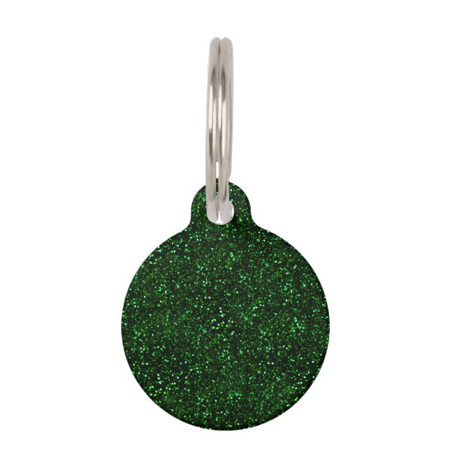 Dark Emerald Green Glitter Pet Tag (Front)