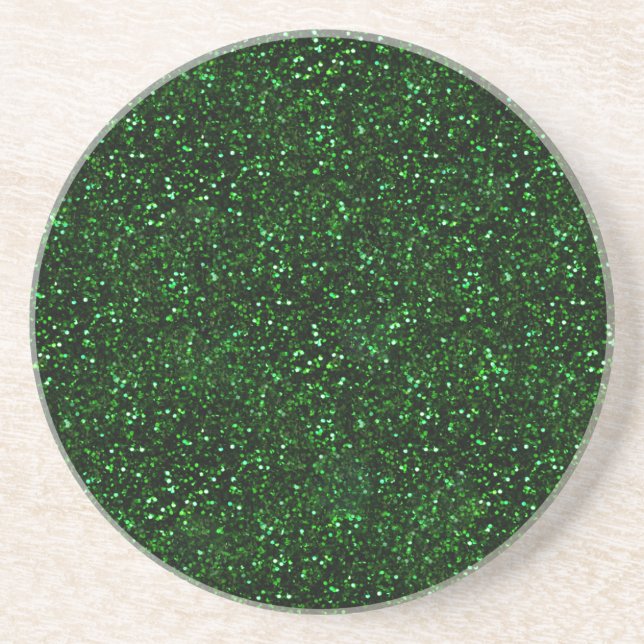 Dark Emerald Green Glitter Sandstone Coaster (Front)