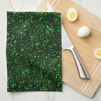 Dark Emerald Green Glitter Towel