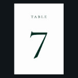 Dark Emerald Green Table Number Card<br><div class="desc">Minimalist dark emerald green,  table number card. Please note that table number cards must be numbered and added to cart individually.</div>