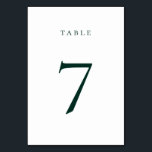 Dark Emerald Green Table Number Card<br><div class="desc">Minimalist dark emerald green,  table number card. Please note that table number cards must be numbered and added to cart individually.</div>