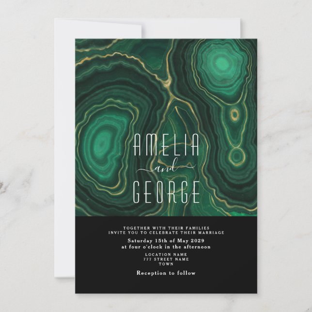 Dark Emerald Green Wedding Invitation (Front)