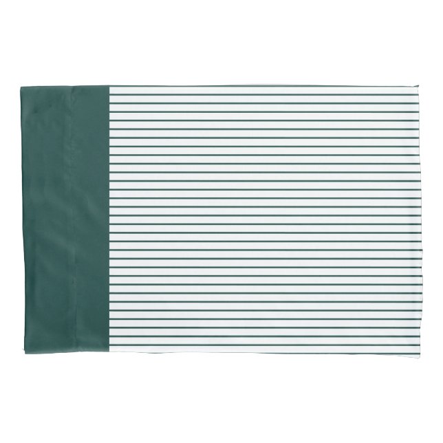  Dark Emerald Green White Thin Striped  Pillow Case (Front)