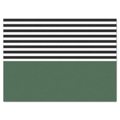 Dark Emerald Green With Black and White Stripes Tissue Paper