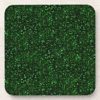 Dark Emerald Spring Green Glitter Drink Coaster