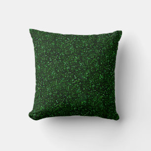 Dark Emerald Spring Green Glitter Throw Pillow