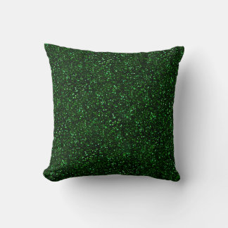 Dark Emerald Spring Green Glitter Throw Pillow