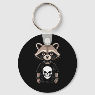 Dark Emo Raccoon With Skull Punk Style Alternative Keychain