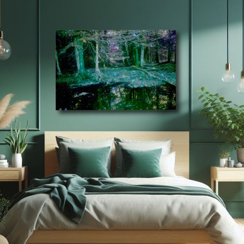 Dark Enchanted Fantasy Art Forest Pond Poster