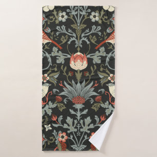 Dark Enchanted Vintage Flowers and Birds seamless  Bath Towel