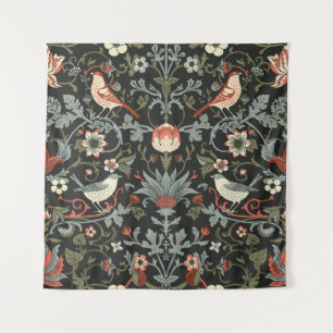 Dark Enchanted Vintage Flowers and Birds seamless Tapestry