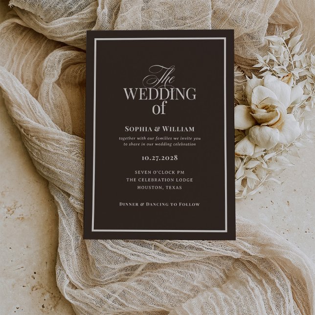 Dark Espresso Brown | Luxe Neutral Wedding Invitation (Creator Uploaded)