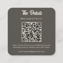Dark Espresso Brown Wedding QR Code Enclosure