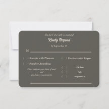 Dark Espresso Brown Wedding RSVP Meal Options
