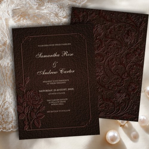 Dark Espresso Rose Wedding Invitation
