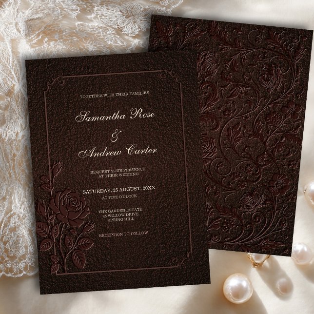 Dark Espresso Rose Wedding Invitation (Creator Uploaded)