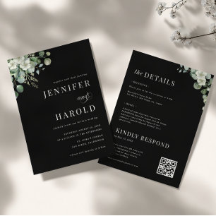 Dark Eucalyptus Minimalist Wedding Invitation
